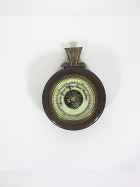 Vintage Western German Barometer for Wall Made of Wood Brass and Glass
